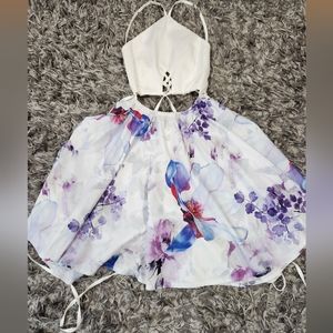 White and Purple Strappy Dress